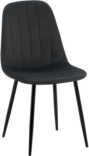 CLP Chaise de Salle a Manger rembourree Baxter, Chaise de Cuisine en Velours avec Dossier et Pied Metal Noir, Jusqu a 150 kg Couleur:Noir