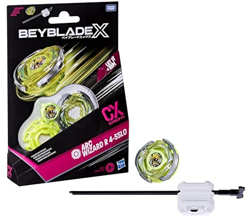 Bey Blade X Arc Wizard R 4-55LO CX Starter Pack Set, Stamina Type Top and Launcher; Authentic Takara Tomy Battle Tops Games, Toys for Boys and Girls 8+