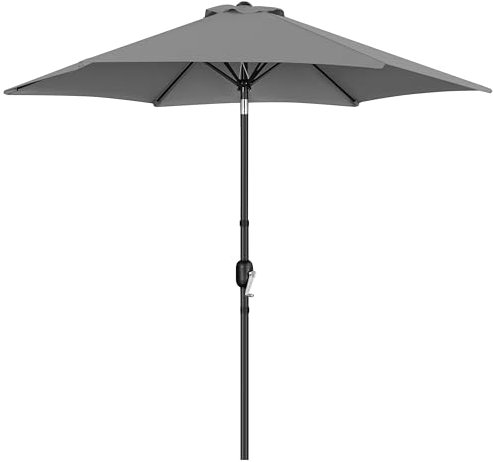 Yaheetech Sonnenschirm 269 cm Rund Gartenschirm mit Kurbel UV Schutz Terrassenschirm Neigbar Kippbar Kurbelschirm UPF 50+ für Balkon/Terrasse/Markt/Garten, ohne Ständer, Grau