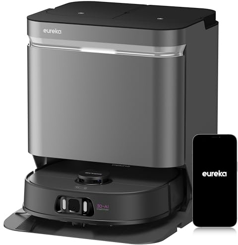 Eureka J15 Ultra Self Emptying Robot Vacuum, 19,000 Pa Suction, Flex-Arm Mop Design, 167℉ Hot Water Washing & 131°F Air Drying, AI Obstacle Avoidance, Black