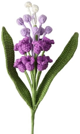 Magicherry virkad hyacint blommor bukett 40 cm konstgjord stickad ullgarn hyacint blommor med lång stam för mors dag födelsedag bröllop blomsterarrangemang, lila