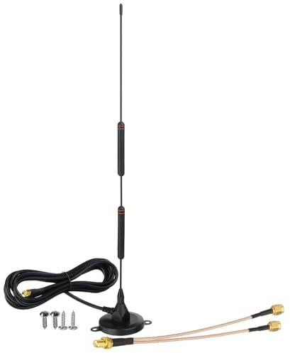 Bingfu 4G LTE Antenne 10dBi SMA-Stecker mit Magnetfuß und 3M Kabel, inkl. SMA-Splitterkabel – für LTE-Router, Hotspots, Mobilfunk-Gateways, IoT-Geräte