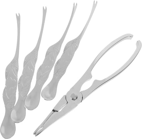 WATIIFUFU 5 Piezas Herramientas para Mariscos Inoxidable Pinzas Cangrejo Tijeras Langosta Pelador Utensilios Cocina para Piernas y Colas de Mariscos