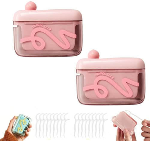 2 dispensadores automáticos de hilo dental, soporte portátil recargable con 10 púas de hilo dental, estuche de viaje para palillos de dientes de viaje de un solo toque para el hogar, oficina, viajes