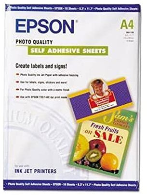 Epson C13S041106 - Papel inkjet mate y autoadhesivo (A4, 167 g/m², 10 hojas)