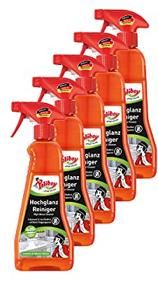 Poliboy - Hochglanz Möbel Reiniger - speziell für Hochglanzflächen - entfernt Fingerspuren schnell und streifenfrei - 5er Pack - 5x375 ml (1,875 Liter) - Made in Germany