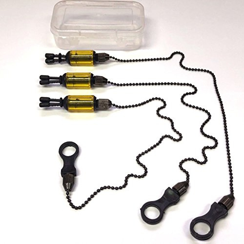 3 x Carp Coarse Fishing Chain Bite Alarm Bobbings Swingers Indicators BOX (Yellow)