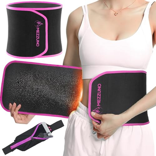 mezzuno Faja Reductora Hombre Mujer Adelgazante de Neopreno Ajustable sin Latex · con Efecto Sauna para Sudar Más y Reducir Cintura y Abdomen · Incluye Riñonera