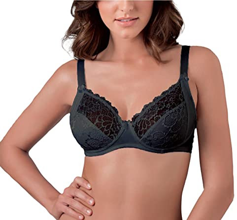 Cotonella 1 Pezzo Reggiseno L'Altra CD056 con Inserti in Pizzo Senza Ferretto- Coppa C, Nero 6