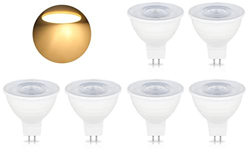 BVCL Bombillas LED MR16 GU5.3, 5W 500LM Regulable MR16 Spotlight AC 220-240V, Equivalente a lámpara halógena de 50W, Ángulo de haz de 120° (Color : Warm White 3000K, Size : 6 PCS)