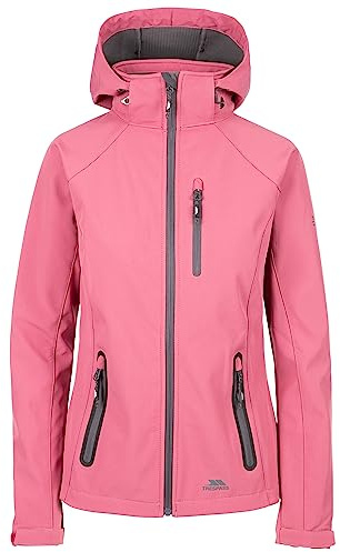 Trespass Womens Softshell Jacket Bela II - Waterproof: 8000mm, Breathable: 3000mvp, Windproof, 3 Low Profile Zip Pockets, Chin Guard, Contrast Zips, Adjustable Zip-Off Hood