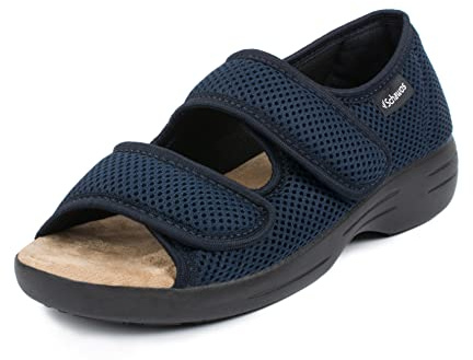 SCHAWOS Sandals Stretch 06, for men and women, orthopedic, swollen feet, for seniors (39 EU, Blue, US Size: Woman 8.5 / Men 7)