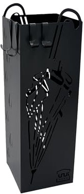 UNUS Soporte para paraguas, bandeja colectora de agua, 4 ganchos, 15,7 x 15,7 x 49 cm, color negro