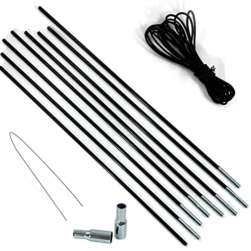 Crystals Replacement Tent Poles, Fibreglass Pole Kit Shock Corded Camping Tent Equipment Awning Cord Repairs Set (L (7.75m x 11mm))