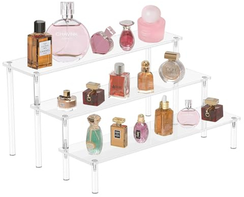 Espositore Plexiglass Porta Profumi Acrilico Trasparente a 3 Livelli Support Buffet Organizer Profumi Portaprofumi Porta Profumi da Camera Organizzatore Alzatine per Buffet Bomboniere Dolci Marmellate