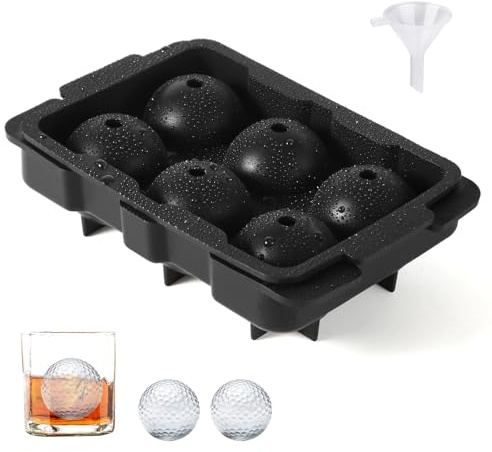 Golf Ball Ice Maker, Sphere Ice Cube Maker Silicone Round Ice Ball Maker Can Make 6 Large Ice Balls Golf Gift for Cocktails Coffee Whiskey Lovers