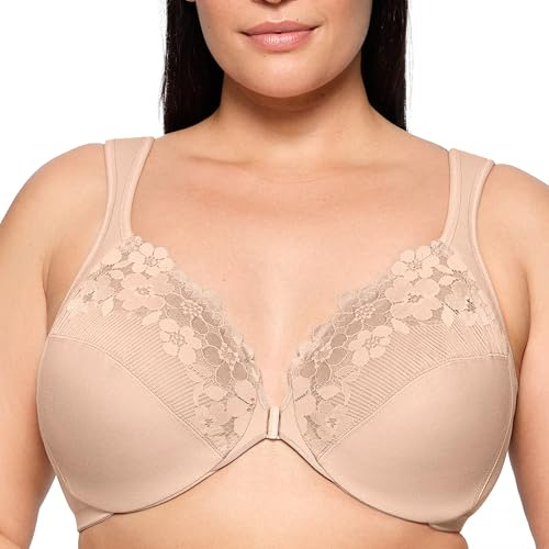 Glamorise Soutien-Gorge Wonderwire en Coton à Armatures et Fermeture Frontale, Spécial Grandes Tailles n°1241