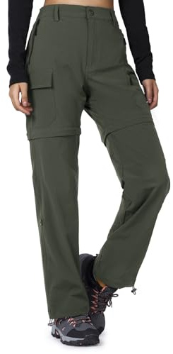 Cycorld Women's Hiking Trousers Zip-Off: Lightweight, Army Green, S