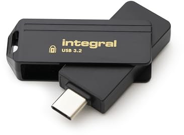 Integral Secure 360-C - Chiavetta USB con crittografia software da 32 GB, connettore USB-C, crittografia AES a 256 bit, compatibile con Mac, MacBook, PC, laptop