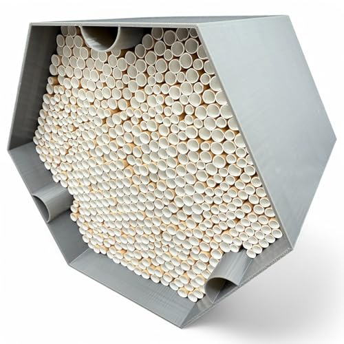 Ape selvatica – assolutamente resistente e resistente alle intemperie – hotel per insetti con 600 gusci di nidificazione, hotel di alta qualità per gli amanti del giardino (grigio, solo hotel per api)