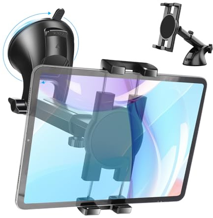 EEEKit Soporte para teléfono móvil para coche, giratorio 360°, ventosa para tableta, salpicadero de coche, parabrisas para teléfonos y tabletas de 5,5 a 11 pulgadas