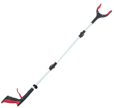 SOIMISS Pinza Para Basura Plegable De 3 Pliegues Roja, Pinza Larga Ergonómica Mango Extensible, Recoge Basura Sin Agacharse, Herramienta Portátil Para Reciclaje y Limpieza Urbana