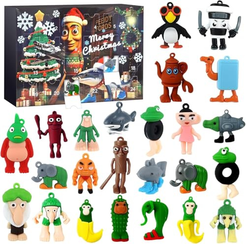 Calendrier De L'Avent Italien Brainrot, Lot De 24 Figurines Tung Tung Sahur Mini Figurines Brainrot Italien,Ensemble De DéCoration Pour Enfants Et Adultes,Cadeau de Collection (Boîte)