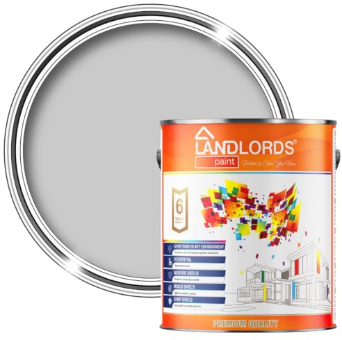 Landlords Matt Emulsion Paint for Walls & Ceilings - Manhattan Grey - 1L - Ideal for Kitchens, Bathroom, Living Rooms, Hallways - Washable Paint with Excellent Coverage - Quick Dry