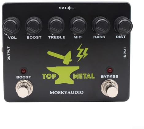 Metallgitarr effektpedal med 3 band EQ och låg medelhög förstärkning för elgitarr