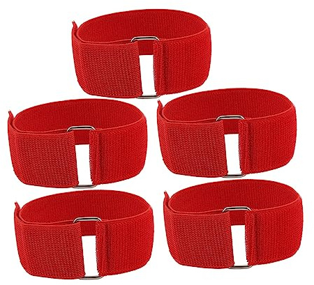 Diyeeni 3-benta Tävlingsband 5-pack Utomhusgrupp Festspel Stafettlopp för Barn Vuxna Födelsedag Karnevalsfältdag Familjekul (Röd)