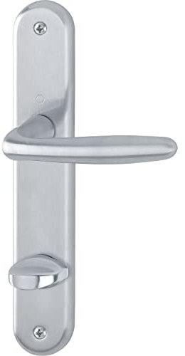 HOPPE 2949527 Drückergarnitur Verona-auf Langschild WC Entfernung 90mm, für Türstärke 37-42mm, Silber eloxiert