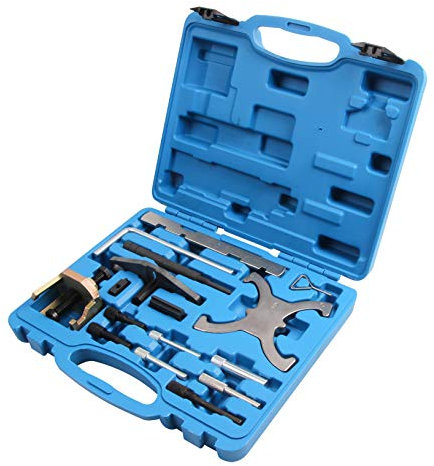 LLCTOOLS - Motoreinstellwerkzeug Arretierung - Spezialwerkzeug KFZ für die meisten Ford Benzin- und Dieselmotoren - Set 16 TLG. zum Arretieren von Nocken- und Kurbelwelle - Zahnriemen Werkzeug