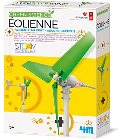 4M Kidzlabs Green Science/Eco-Engineering: ÉOLIENNE/ Emballage F R A N C A I S, Instructions détaillées incluses, 5+