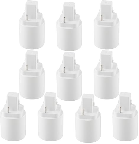 Othmro 10Unidades Adaptador de Portalámparas G24d a E27, Adaptador Bombilla AC 90-240V, PBT Plásticos Línea de Conexión para Cuarto de Baño o Salón