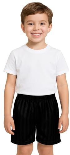 A2Z 4 Kids Flickor Pojkar Skugga Rand PE Shorts Sport Fotboll Gym Skola - Shadow Shorts Black 7-8