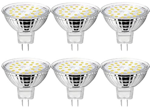 UYHGO Lampadine LED MR16, GU5.3 Lampada, 12V 5W Faretto (Equivalenti a alogeni 50W), Ø50mm Vetro, Bianco freddo 6000K, 6 Pezzi