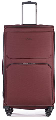 Stratic Bendigo Light + Koffer Weichschale Reisekoffer Trolley Rollkoffer groß, TSA Kofferschloss, 4 Rollen, Erweiterbar, Größe L, Redwine