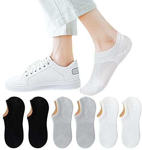 TAGVO 6 Paia di Calzini Corti in Cotone da Donna, Calzini Fantasmini Invisibili Casual con Fodera Bassa, Antiscivolo Calze da Allenamento Sportivi Morbidi Traspiranti Calzini da Barca per Sneakers