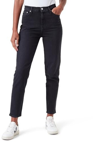 Calvin Klein Damen Jeans Hose Mom Fit, Schwarz (Denim Black), 28W