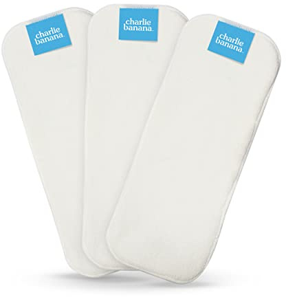 Charlie Banana Deluxe Windel-Einlagen Wiederverwendbar, Saugfähige Fleece-Einlagen für Stoffwindeln, Waschbare Booster für Taschenwindeln, One-Size, 3 Stück
