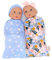 LullaBaby – 2 Baby Puppen Zwillinge mit Puppenkleidung – Porzellan Hautton & braune Augen – 36 cm Babypuppen Weichkörper – Pucksäcke, Mütze & Stirnband – Spielzeug für Kinder ab 2 Jahren