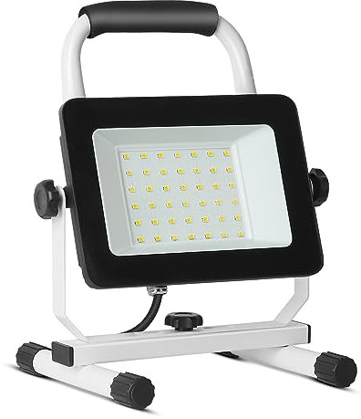 JOYDEER 4000 Lumen LED Baustrahler Arbeitsleuchte mit Ständer, 40W Wasserdichte Tragbare Flutlichter, Arbeitslicht Helligkeitswinkel Einstellbar, Arbeitsscheinwerfer mit Schaltnetzkabel