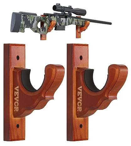 VEVOR Waffenregal zur Waffenaufbewahrung, 1 Gewehr Gewehrhalter Wandregal für Gewehre & Schrotflinten, Waffenhalter im Waffenschrank, Schrotflinten-Gewehrauflage 22,67 kg Gewichtskapazität Braun