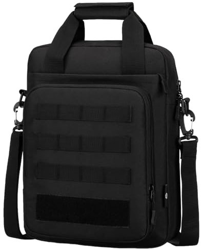 ZHIERNA Taktische Aktentasche Umhangetasche Schultertasche Kleine Herrentasche Kuriertasche, Heavy Duty MOLLE Handtasche für Arbeit, Reisen, Camping, Wandern (Schwarz)