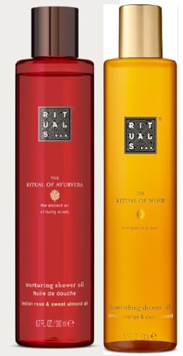 Rituals of Mehr Huile de douche Orange douce et bois de cèdre & Ayurveda Indian Rose Huile de douche 200 ml