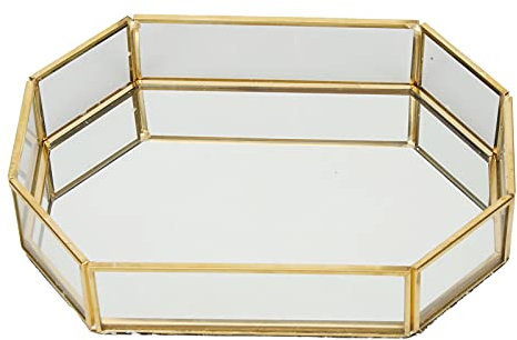 Mokylor Spegelbricka Glasbricka Dekorativ Bricka, Speglad Parfymorganisator Utsmyckad Sminkdekoration, Sminkorganisator Smycken Organizer Serveringsbricka för Byråer Badrum Sovrumsbänkskiva