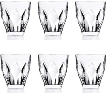 Avilia Set 6 Bicchieri per Acqua, Vino e Bibite, da Tavola con Decorazione a Diamante, in Vetro, 95x88mm, 33cl