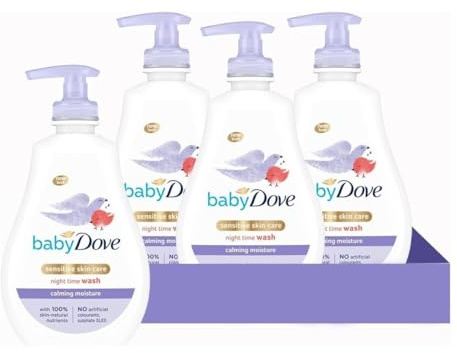 Baby Dove Calming Moisture Head to Toe Wash – Gentle Chamomile Baby Wash for Sensitive Skin, Relaxes & Soothe Before Bed, 3 x 400ml