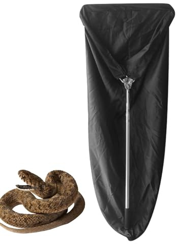 Attrape-serpents - Attrape-serpents - Extensible - Avec poche - Attache sûre pour reptiles - Avec sac - Crochet à serpent robuste pour reptiles - Noir