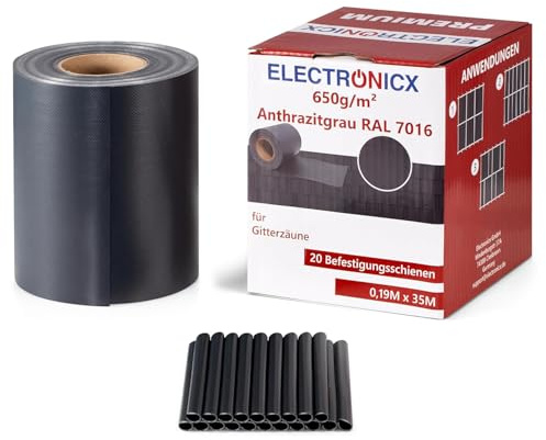 Electronicx Tiras de privacidad, rollo de protección visual, doble varilla, valla opaca 650 g/m2
